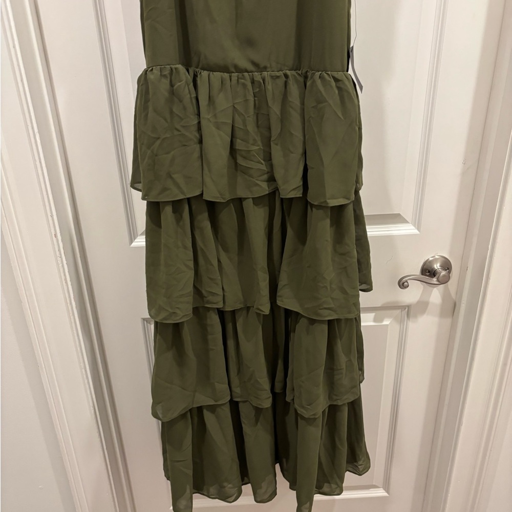 Lulu's Olive Green Ruffled Maxi Dress - Picture 3 of 7